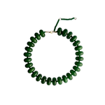 Cleo chunky dark green saucer bead necklace with adjustable beaded extender clasp
