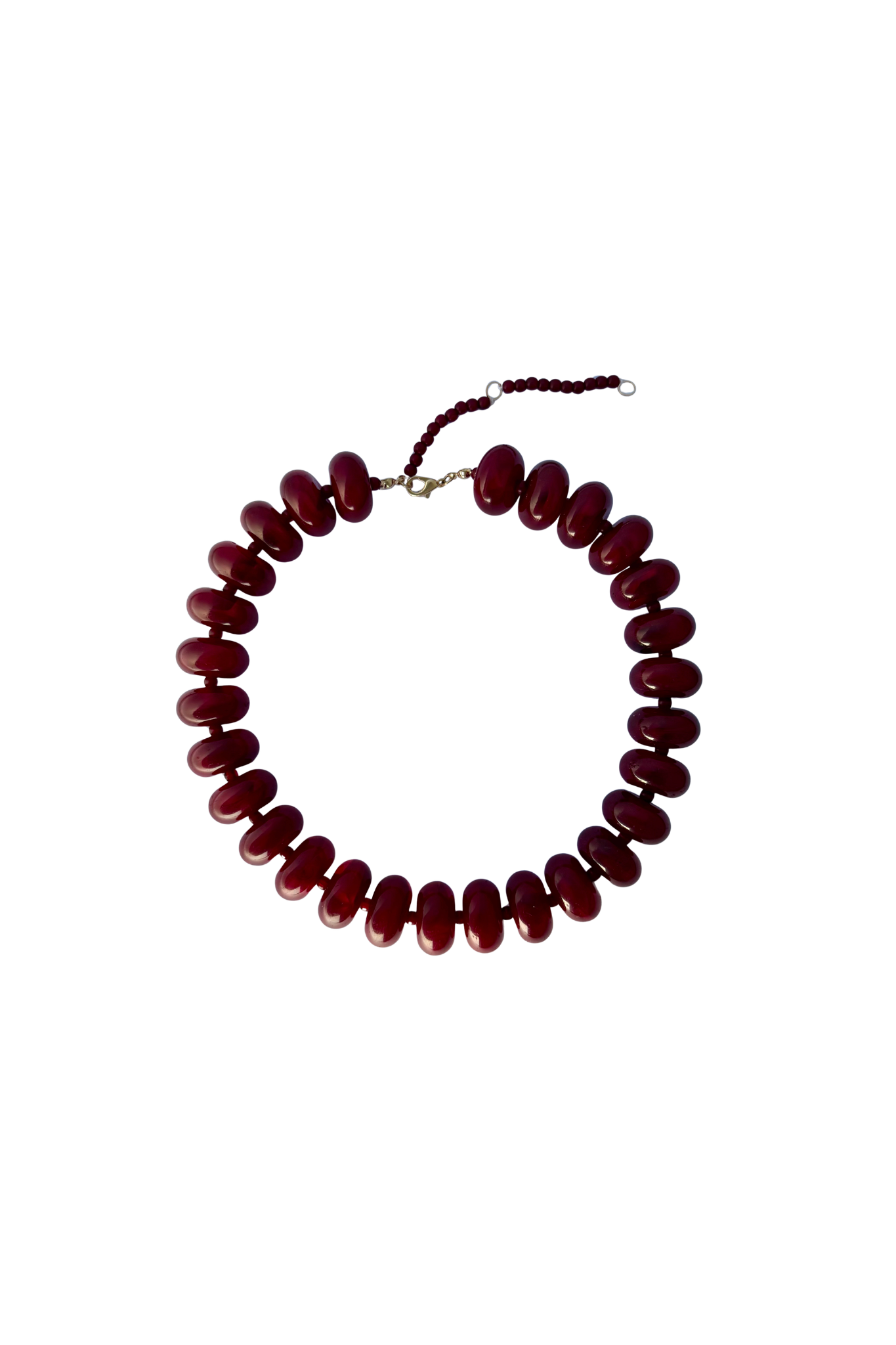Cleo deep wine bordeaux chunky beaded choker necklace with extender chain
