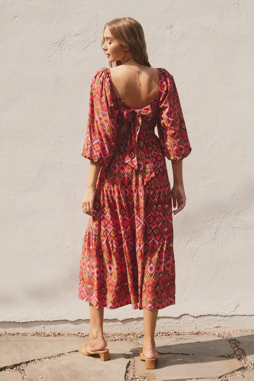 Dress Forum | Print Open Back Midi Dress | Sweetest Stitch Boutique