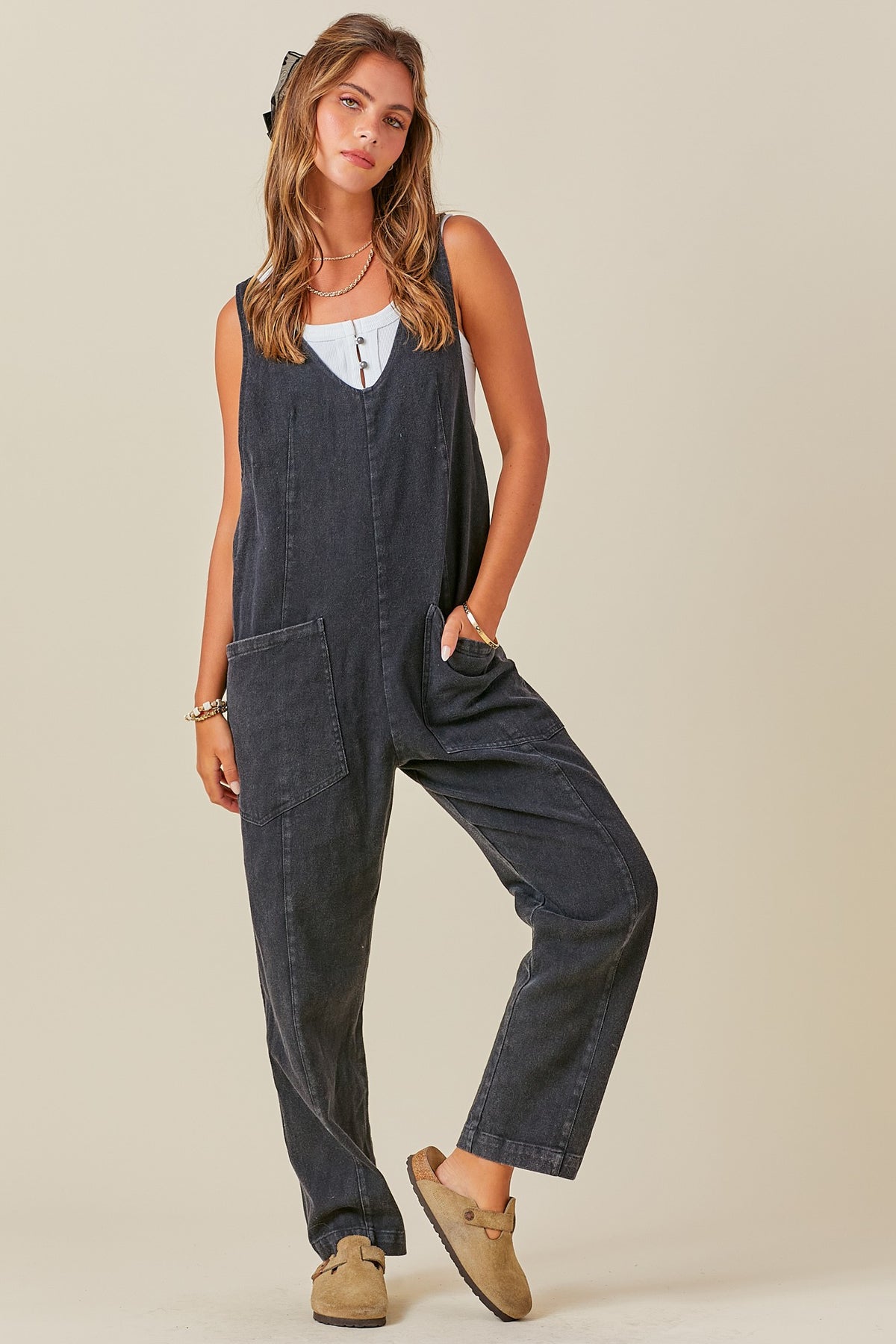 Day + Moon | Washed Black Denim Jumpsuit | Sweetest Stitch