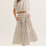 Entro | Kiley Polka Dot Midi Skirt | Sweetest Stitch Boutique Richmond