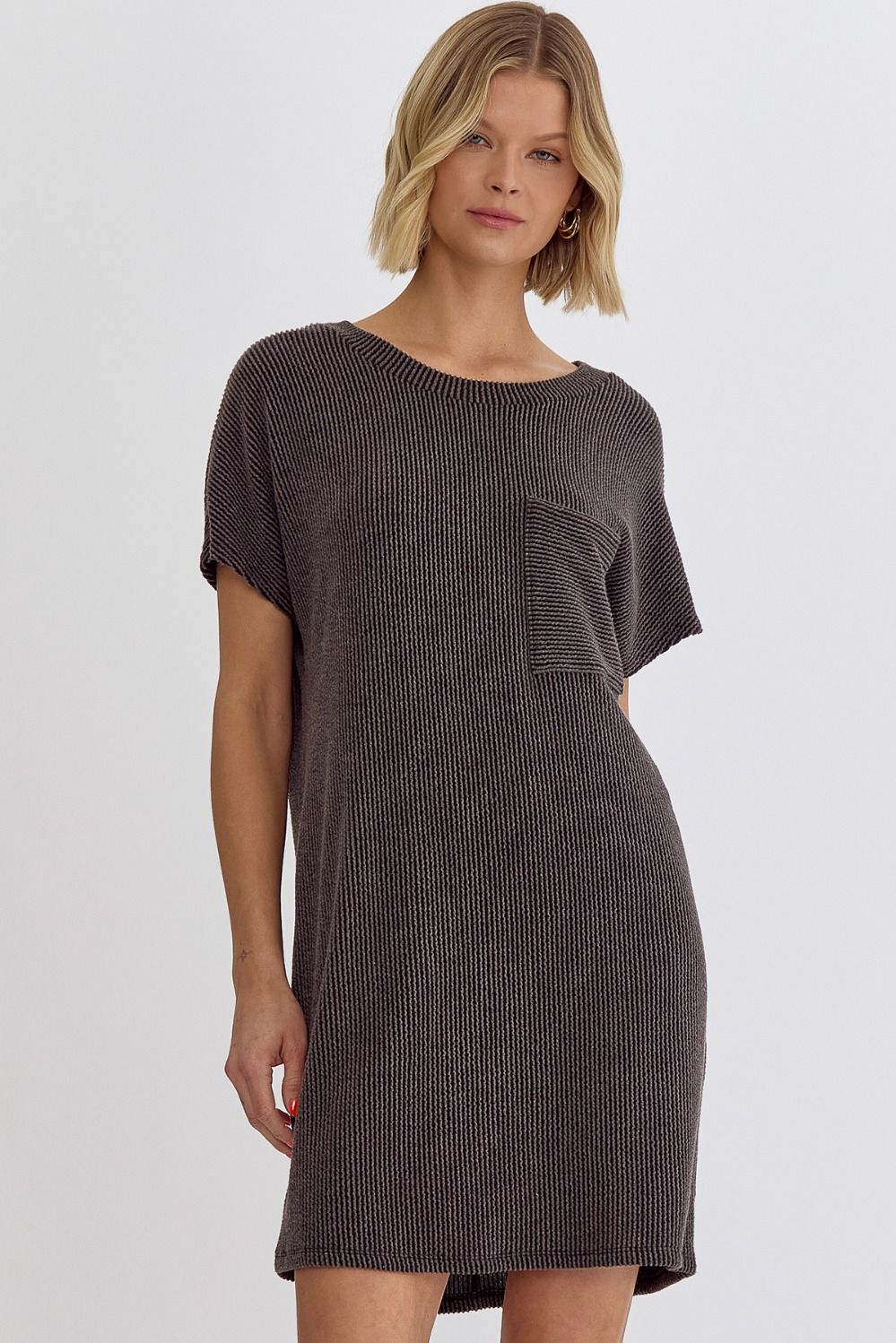 Entro | Charcoal T-Shirt Dress | Sweetest Stitch Online Boutique