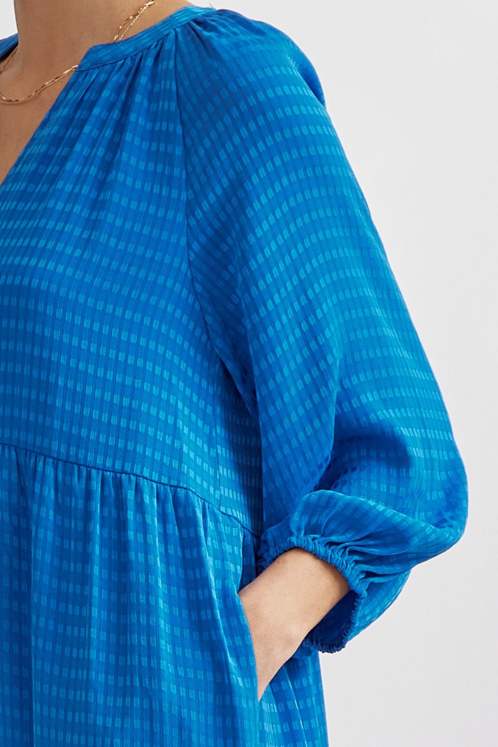 Entro | Blue Tiered Midi Dress | Sweetest Stitch Women&#39;s Boutique