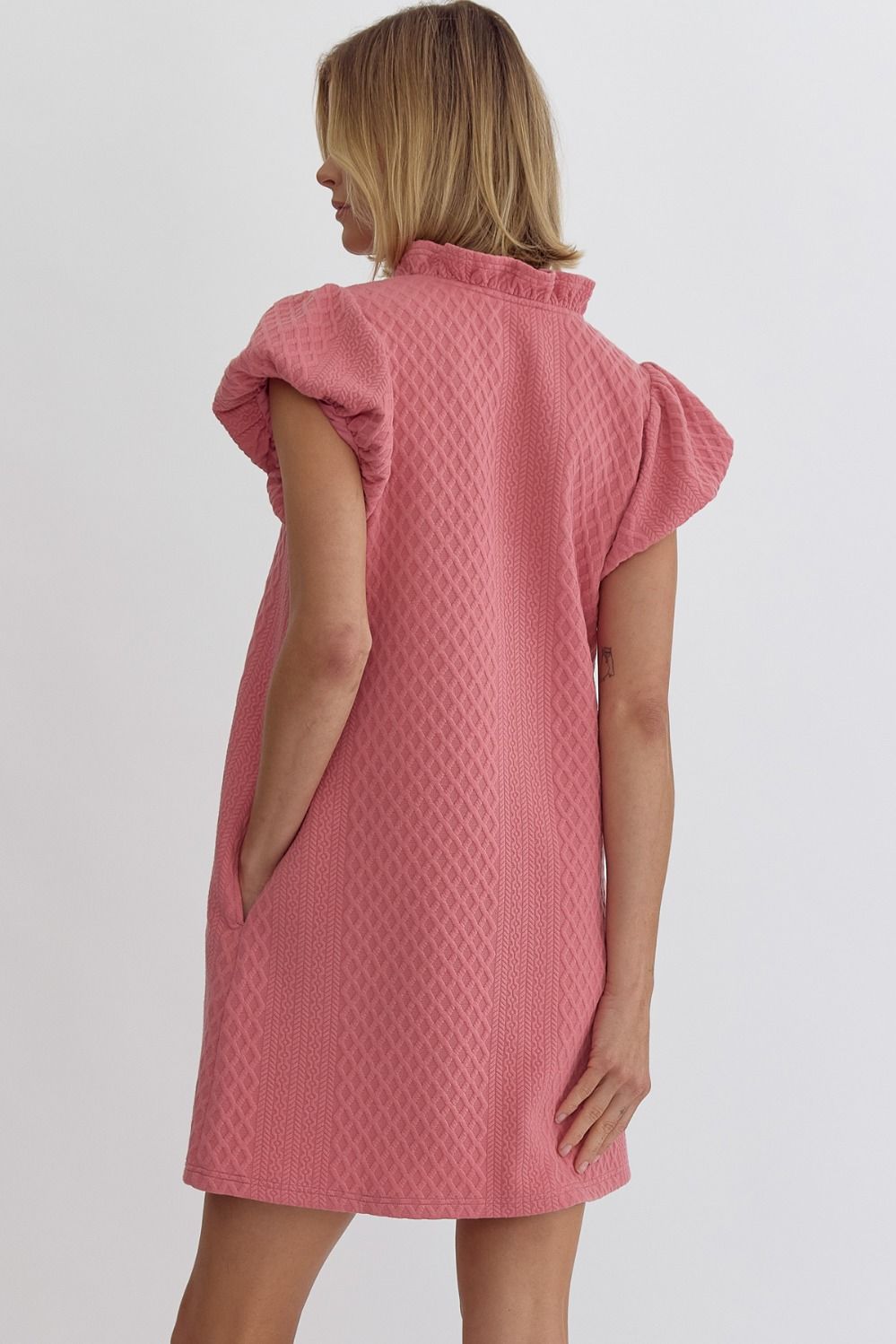 Entro | Pink Textured Knit Mini Dress | Sweetest Stitch Boutique