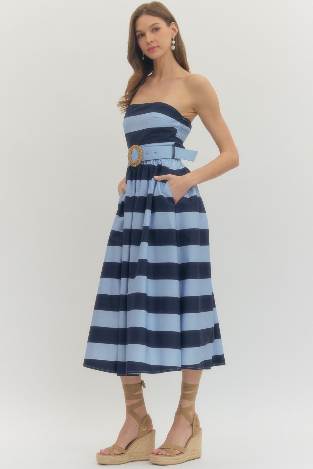 Entro | Giselle Striped Strapless Dress | Sweetest Stitch Boutique RVA