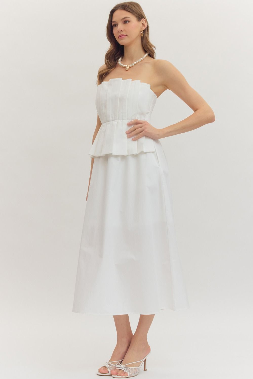 Entro | Corinne Strapless Midi Dress Entro | Corinne Strapless Midi Dress