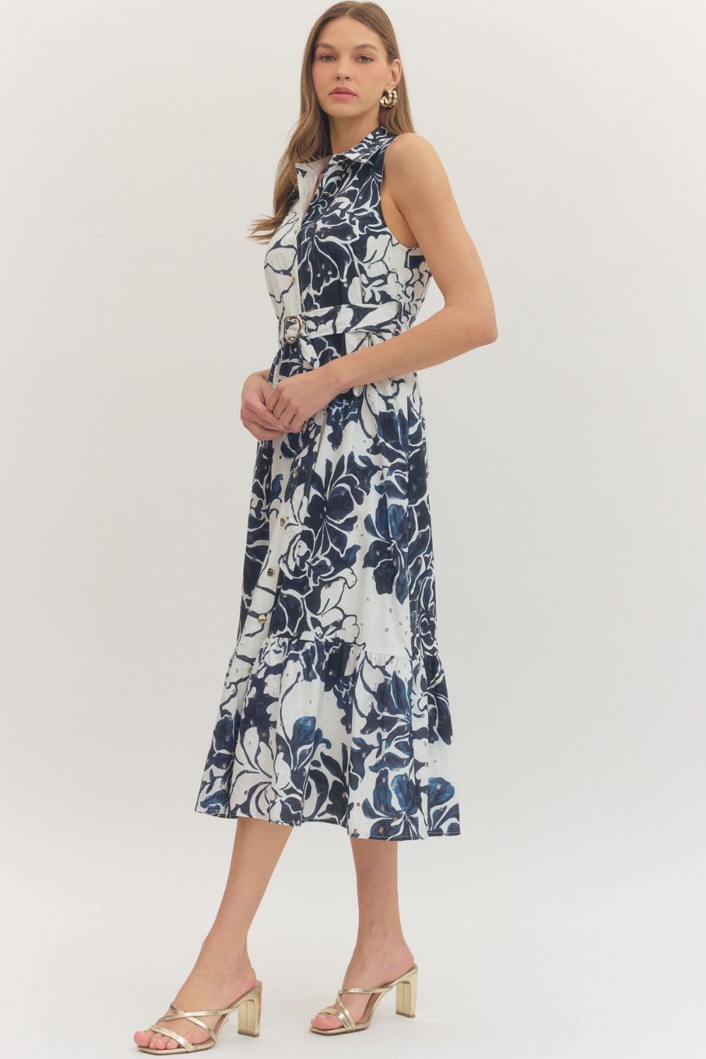 Entro | Marie Floral Sleeveless Midi Dress | Sweetest Stitch Boutique 