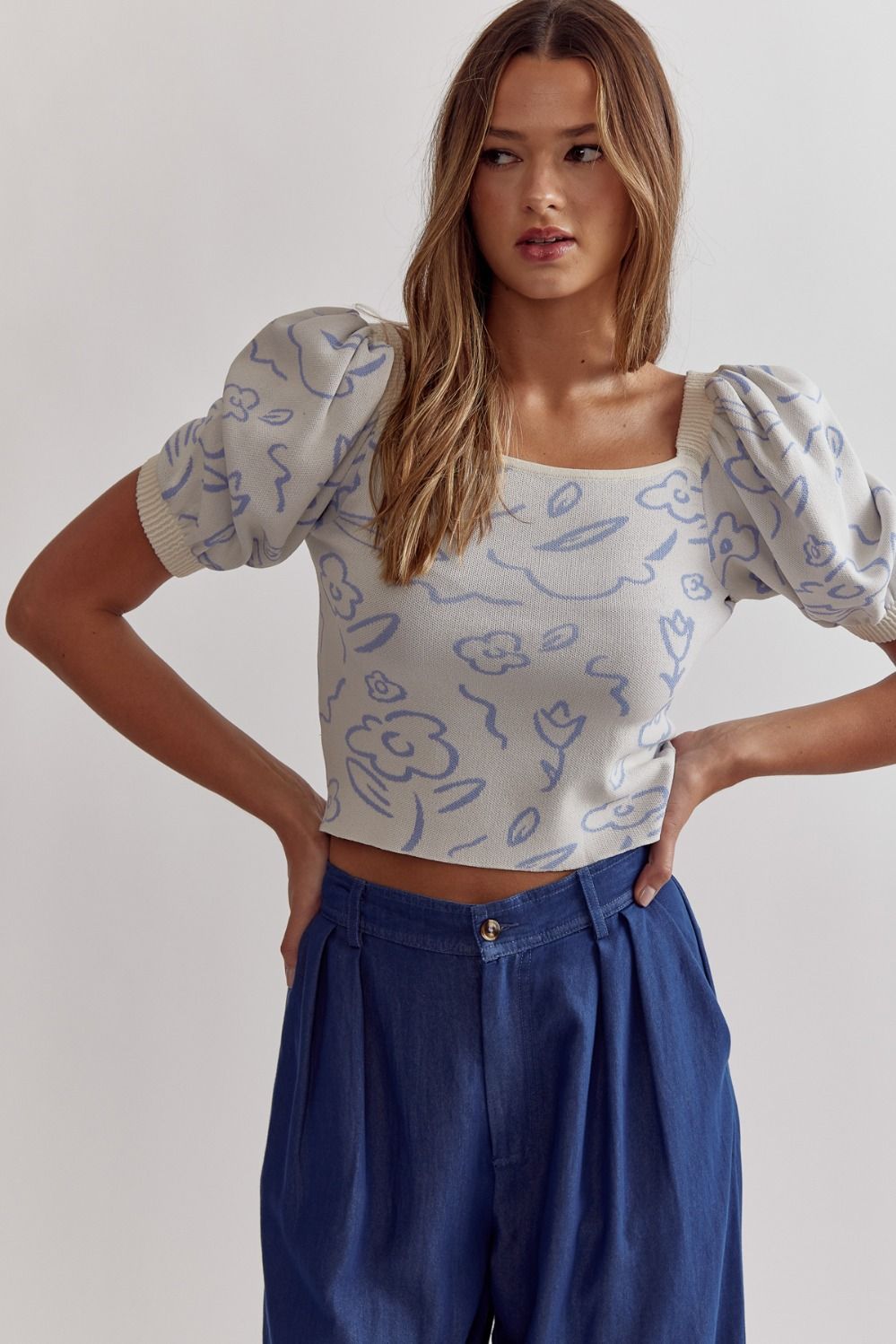 Entro | Ivory Abstract Floral Top | Sweetest Stitch Online Boutique