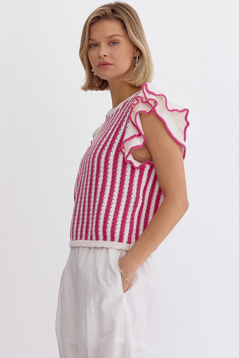 Entro | Pink Striped Knit Top | Sweetest Stitch Online Boutique