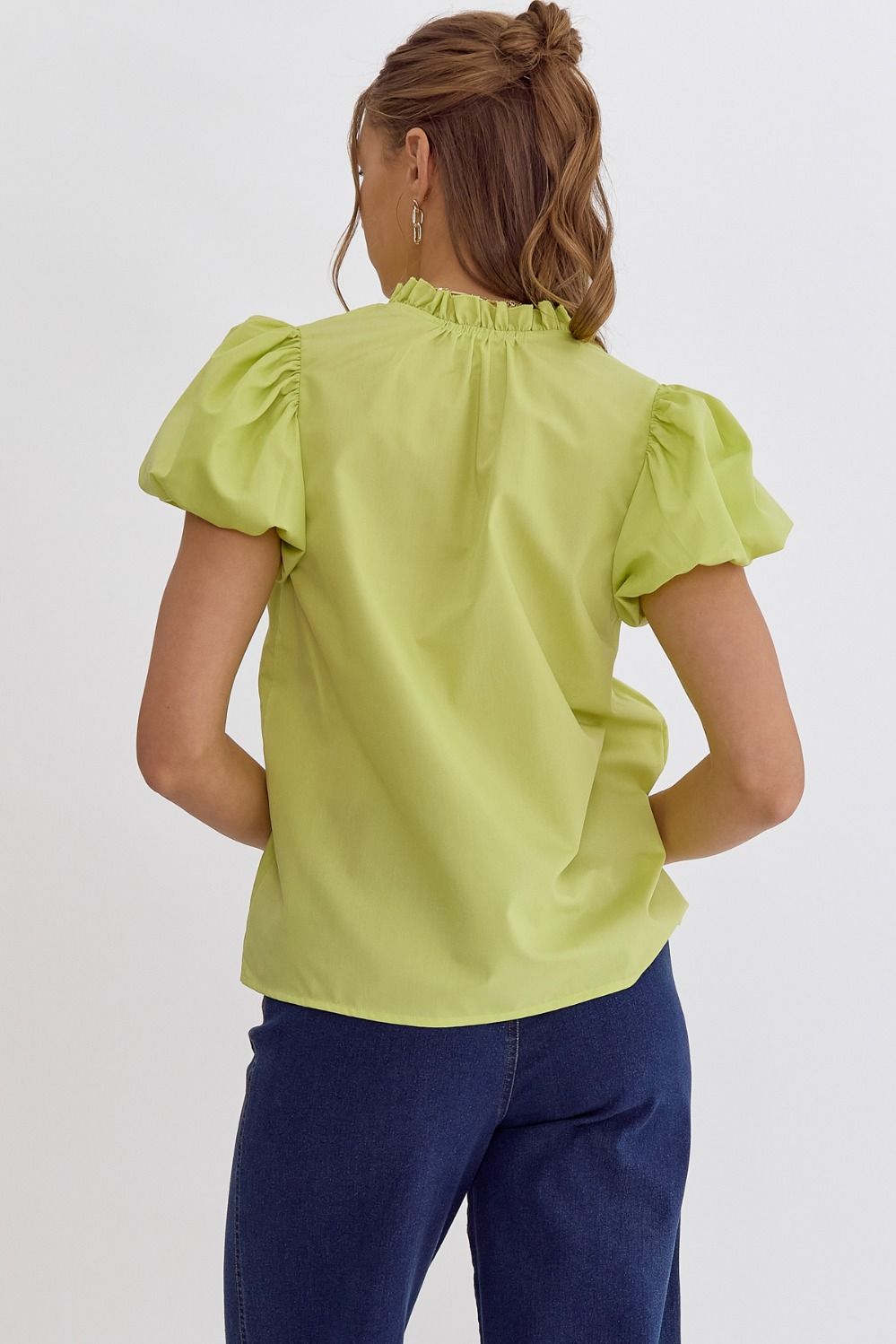 Entro | Lime Green V-Neck Top | Sweetest Stitch Online Boutique