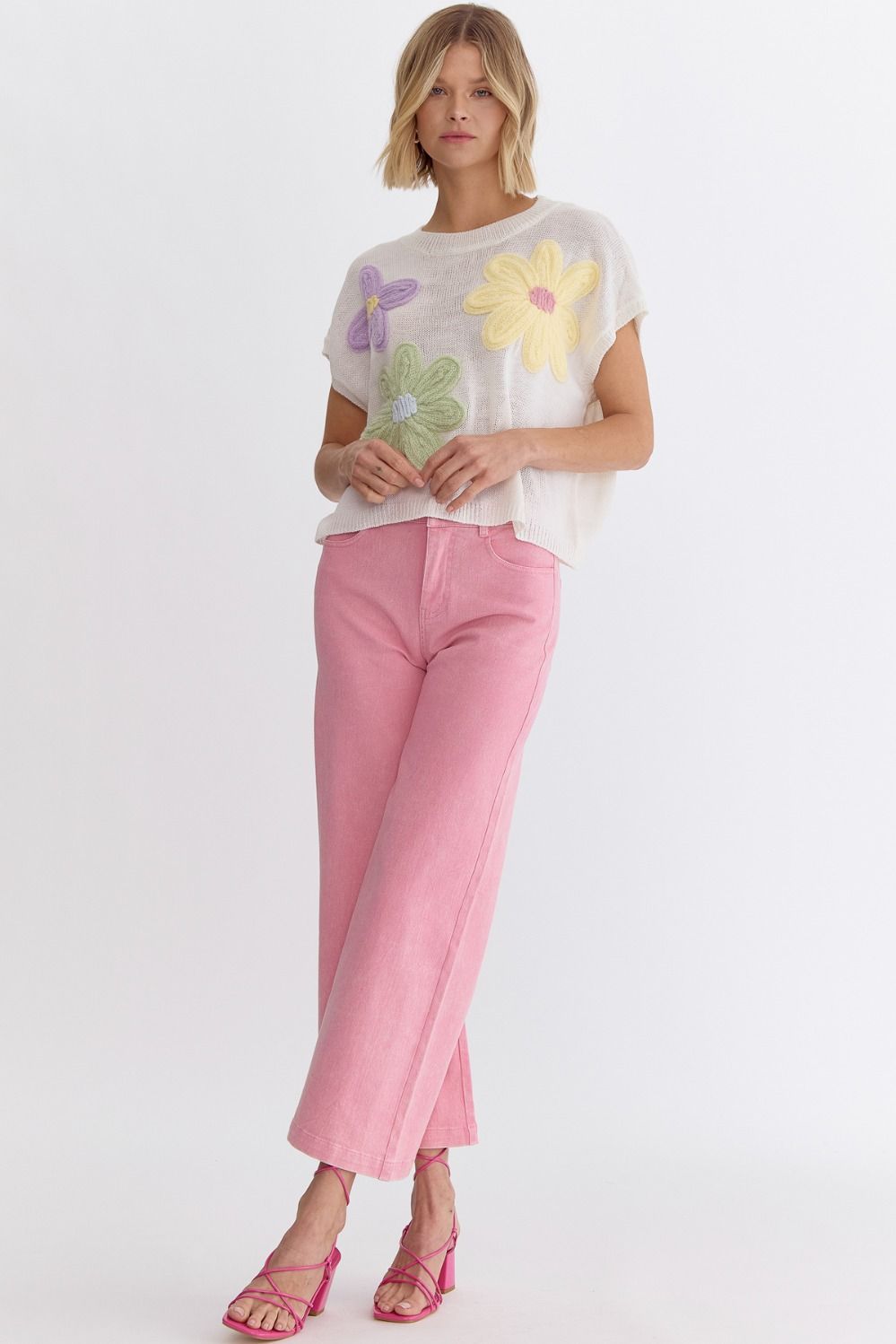 Entro | Floral Ivory Knit Top | Sweetest Stitch Online Boutique