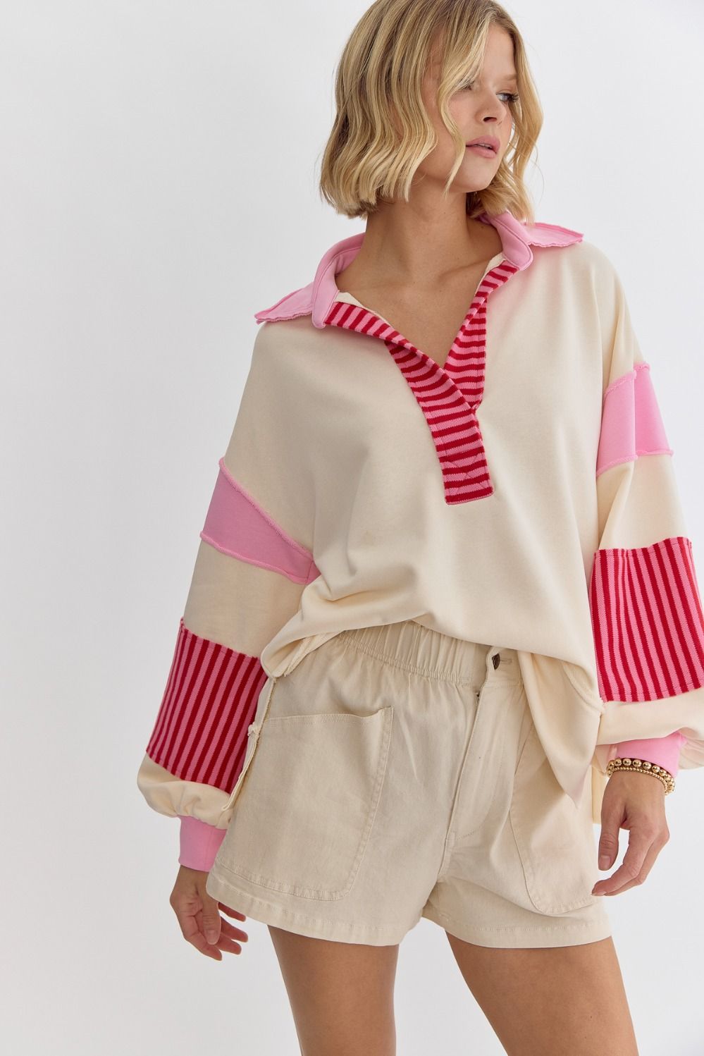 Entro | Striped Pullover Sweatshirt | Sweetest Stitch Online Boutique
