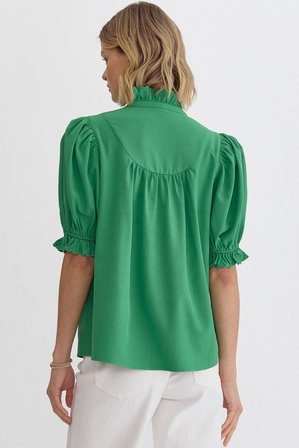 Entro | Green Puff Sleeve Top | Sweetest Stitch Online Boutique RVA