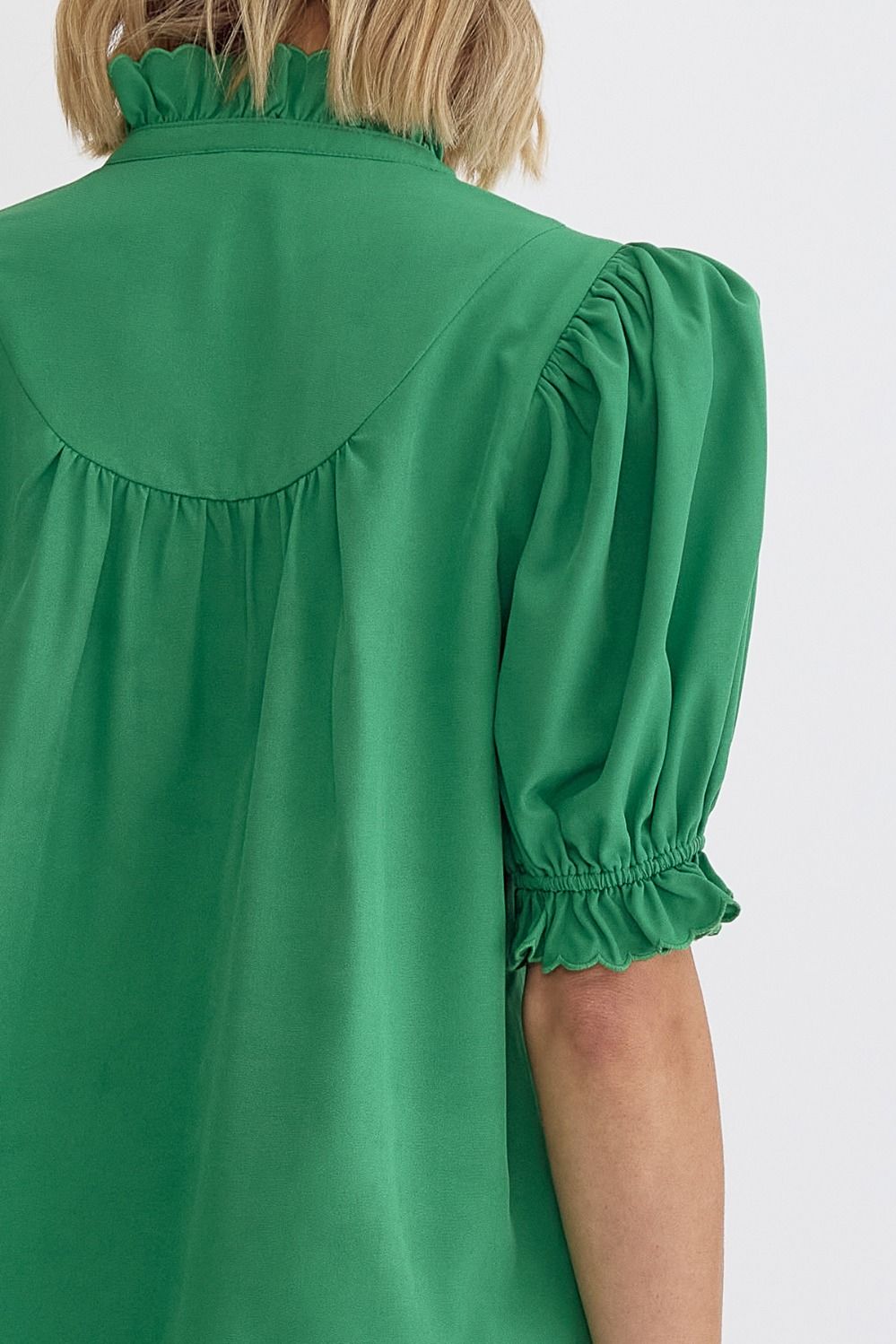 Entro | Green Puff Sleeve Top | Sweetest Stitch Online Boutique RVA