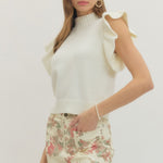 Entro | Lexi Ruffle Sleeve Knit Top | Sweetest Stitch Boutique RVA