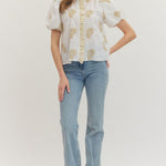 Entro |  Kristin Embroidered Puff Sleeve Top | Sweetest Stitch RVA