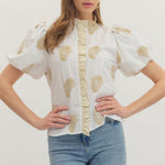 Entro |  Kristin Embroidered Puff Sleeve Top | Sweetest Stitch RVA