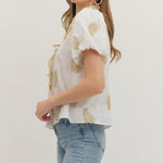 Entro |  Kristin Embroidered Puff Sleeve Top | Sweetest Stitch RVA