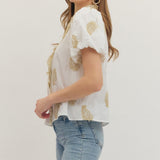 Entro |  Kristin Embroidered Puff Sleeve Top | Sweetest Stitch RVA