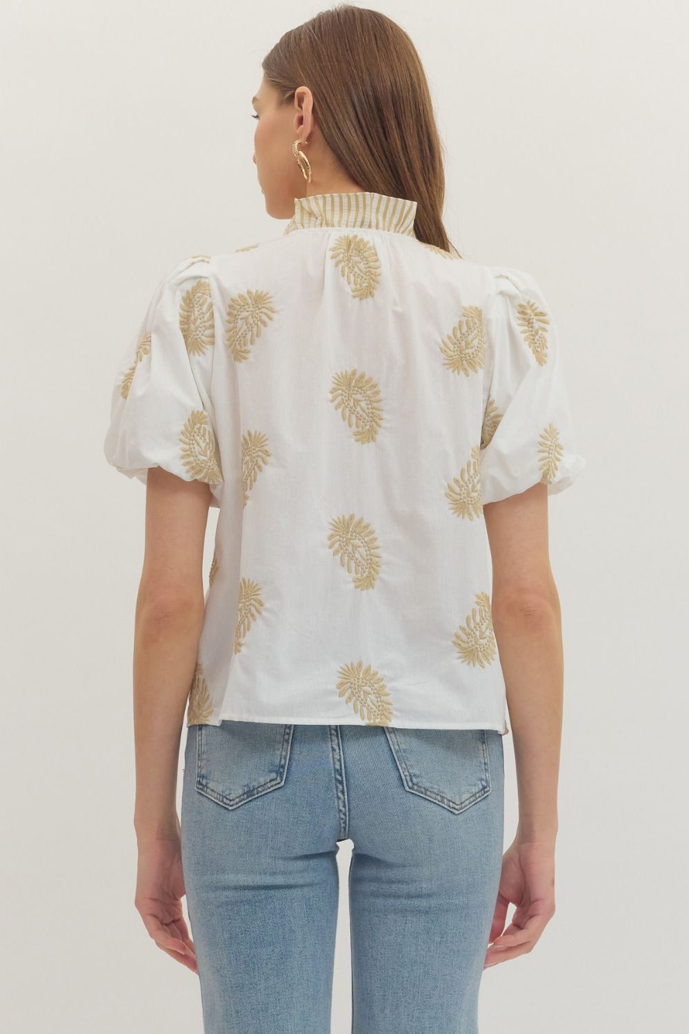 Entro |  Kristin Embroidered Puff Sleeve Top | Sweetest Stitch RVA
