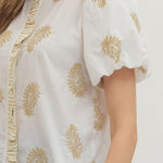 Entro |  Kristin Embroidered Puff Sleeve Top | Sweetest Stitch RVA