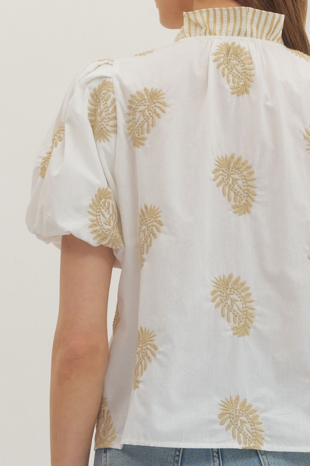 Entro |  Kristin Embroidered Puff Sleeve Top | Sweetest Stitch RVA