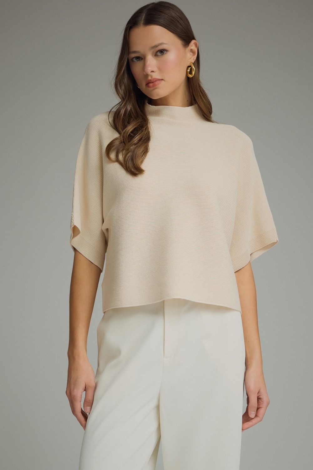 Entro | Ecru Gretchen Mock Neck Knit Top | Sweetest Stitch Boutique
