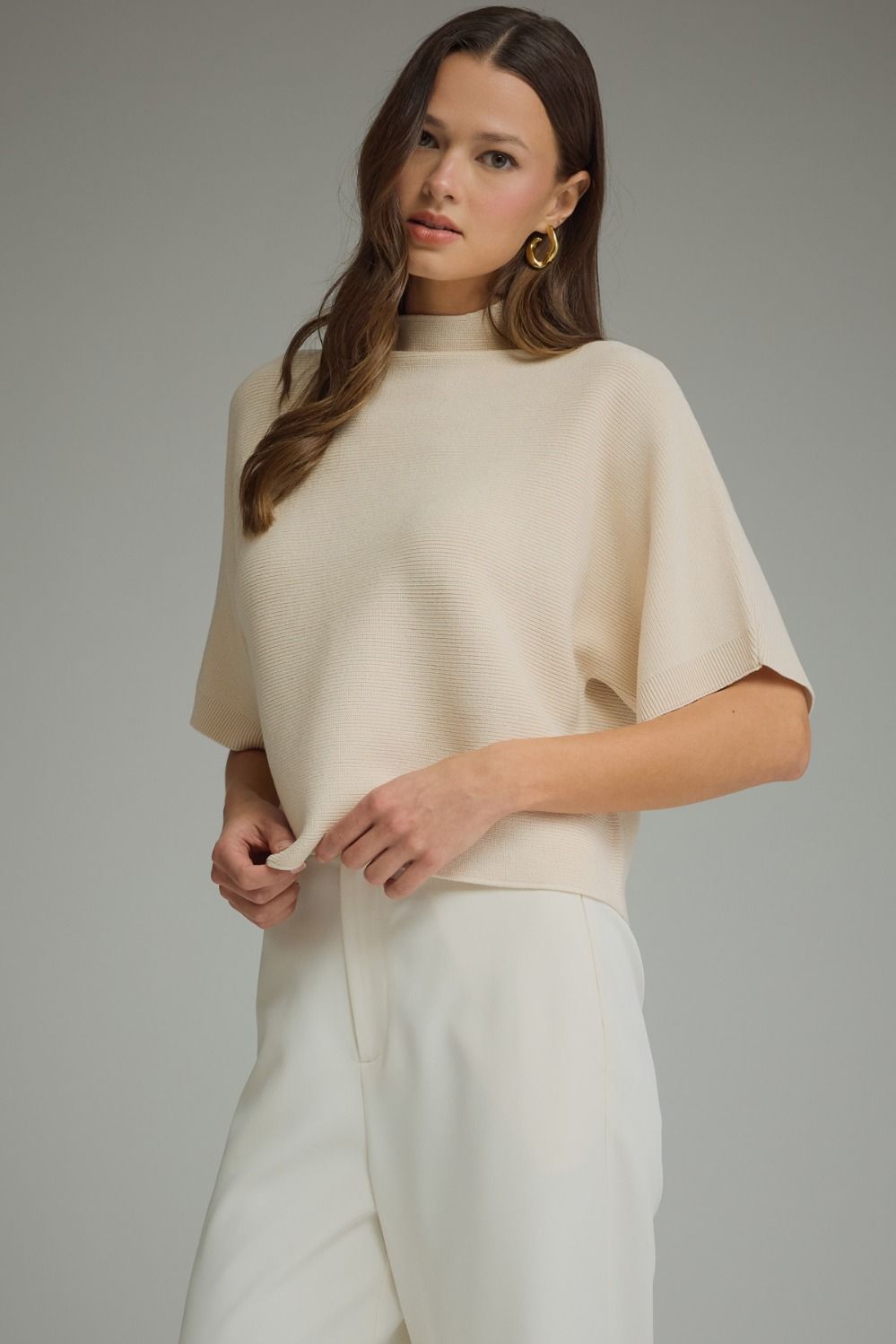 Entro | Ecru Gretchen Mock Neck Knit Top | Sweetest Stitch Boutique