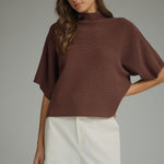 Entro | Brown Gretchen Mock Neck Knit Top | Sweetest Stitch Boutique
