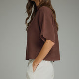 Entro | Brown Gretchen Mock Neck Knit Top | Sweetest Stitch Boutique