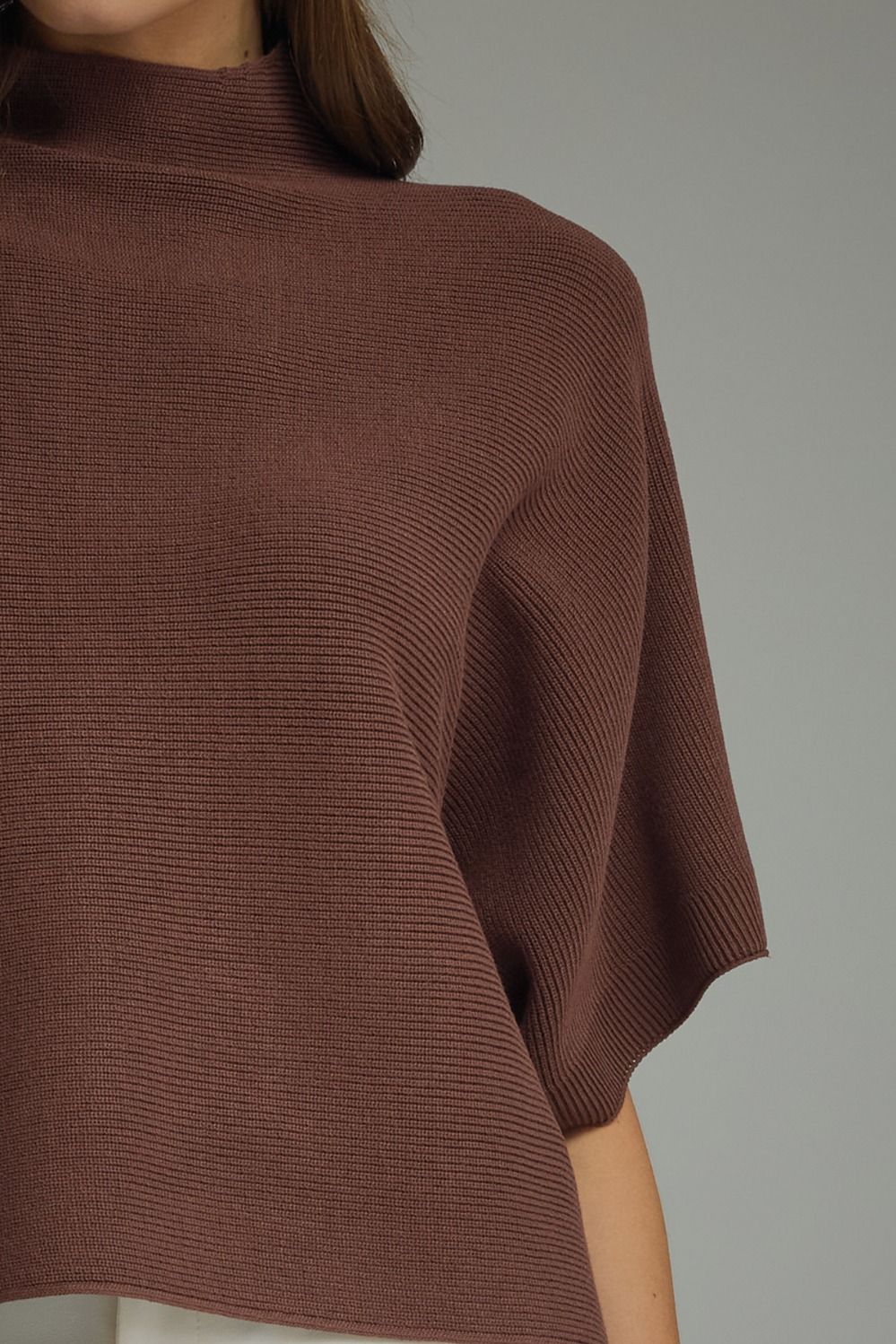 Entro | Brown Gretchen Mock Neck Knit Top | Sweetest Stitch Boutique