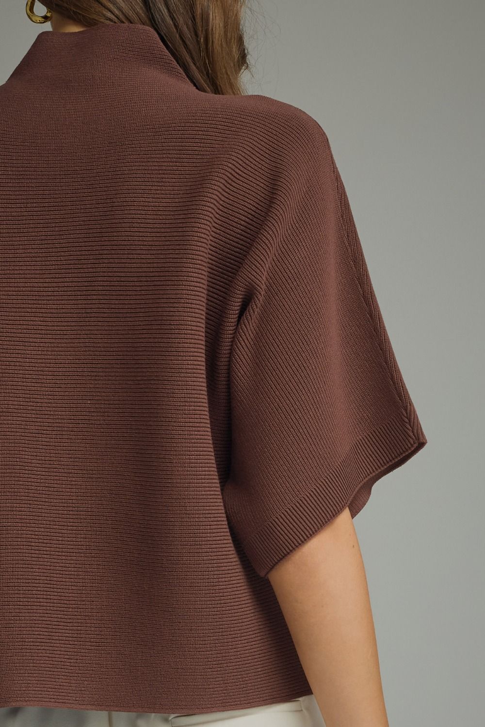Entro | Brown Gretchen Mock Neck Knit Top | Sweetest Stitch Boutique
