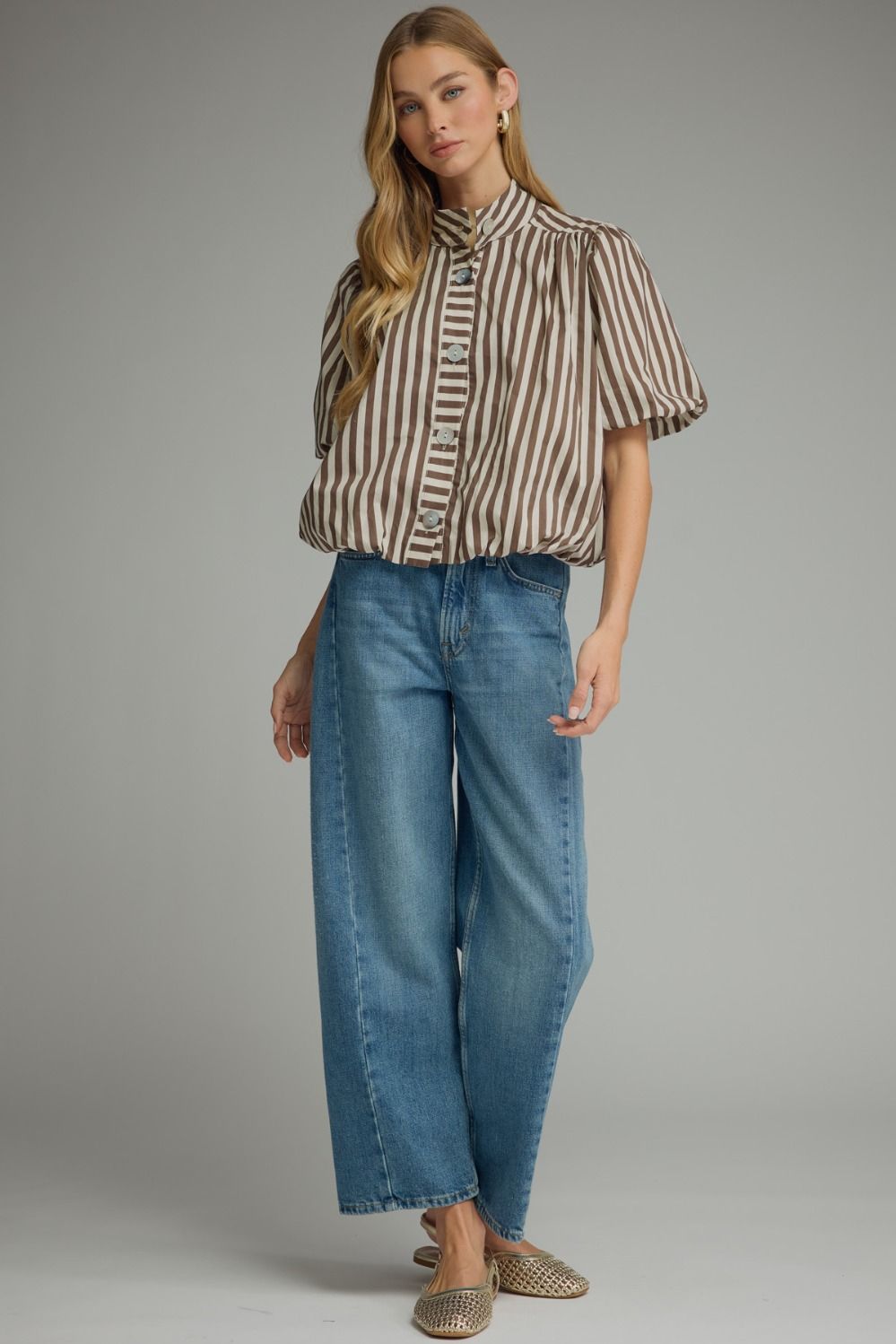 Entro | Helen Striped Bubble Hem Top | Sweetest Stitch Boutique RVA