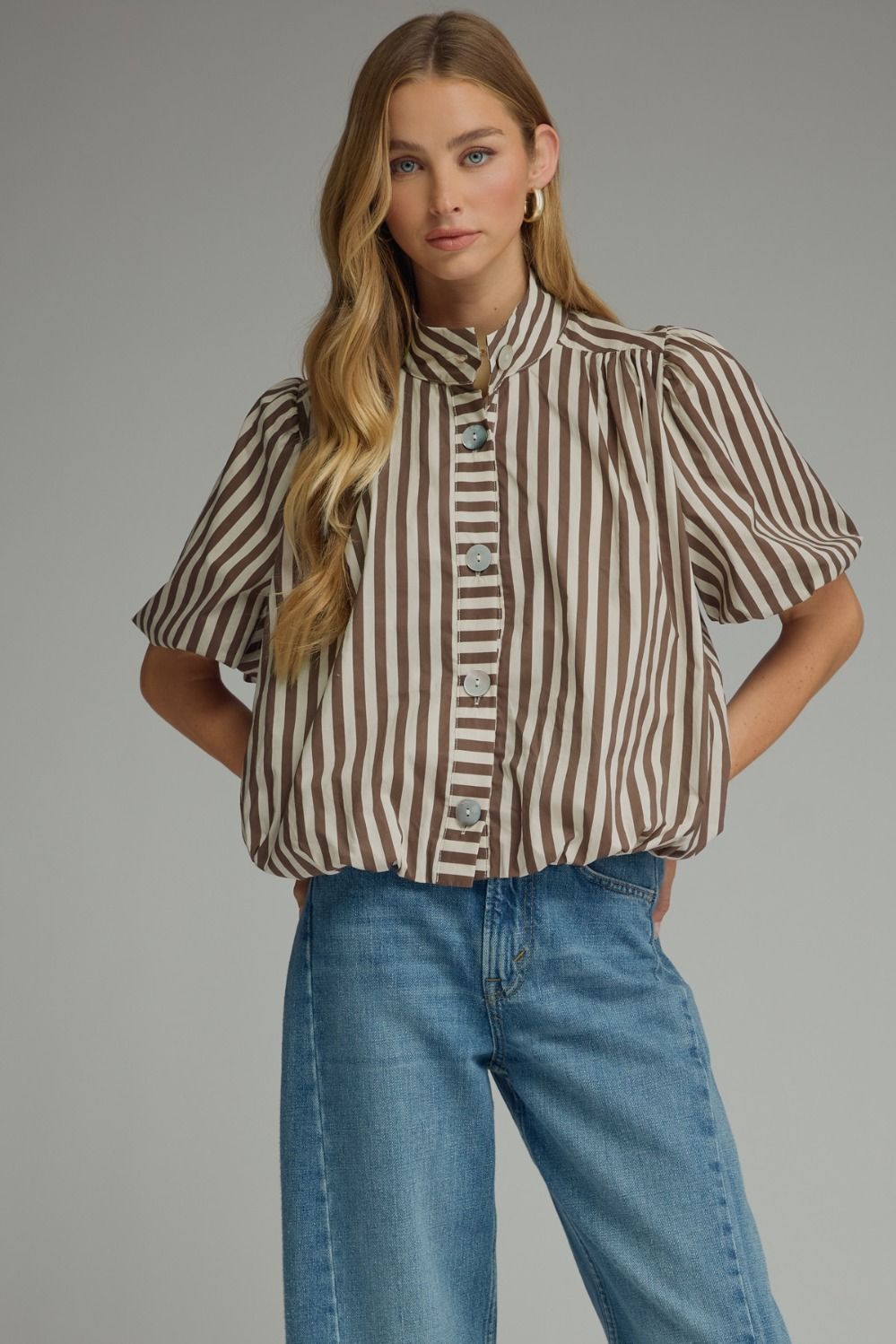 Entro | Helen Striped Bubble Hem Top | Sweetest Stitch Boutique RVA