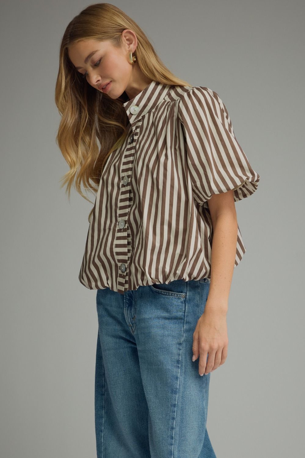 Entro | Helen Striped Bubble Hem Top | Sweetest Stitch Boutique RVA