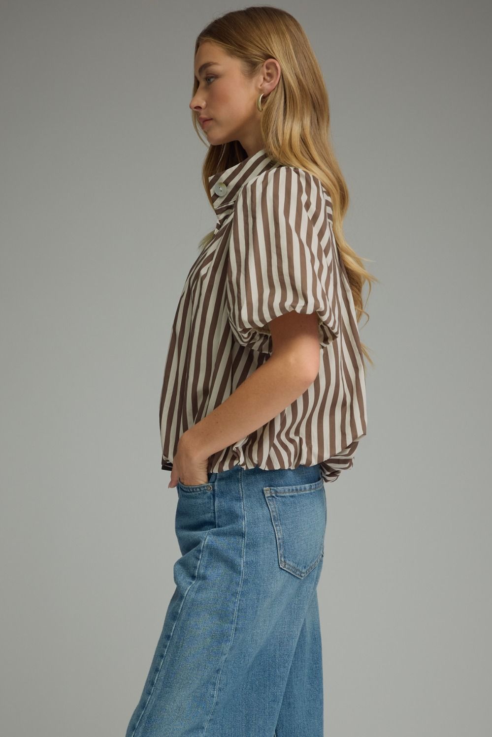 Entro | Helen Striped Bubble Hem Top | Sweetest Stitch Boutique RVA