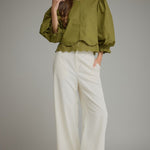 Entro | Kaleigh Balloon Sleeve Top - Martini Olive | Sweetest Stitch