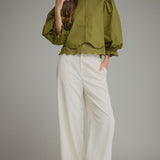 Entro | Kaleigh Balloon Sleeve Top - Martini Olive | Sweetest Stitch