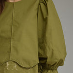 Entro | Kaleigh Balloon Sleeve Top - Martini Olive | Sweetest Stitch