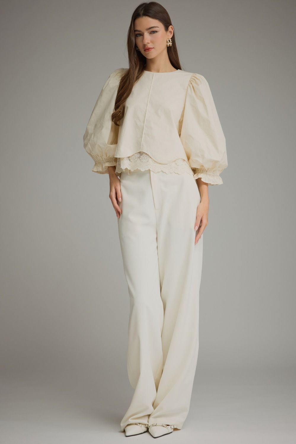 Entro | Kaleigh Balloon Sleeve Top - Ecru | Sweetest Stitch Boutique