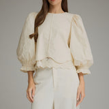 Entro | Kaleigh Balloon Sleeve Top - Ecru | Sweetest Stitch Boutique