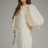 Entro | Kaleigh Balloon Sleeve Top - Ecru | Sweetest Stitch Boutique