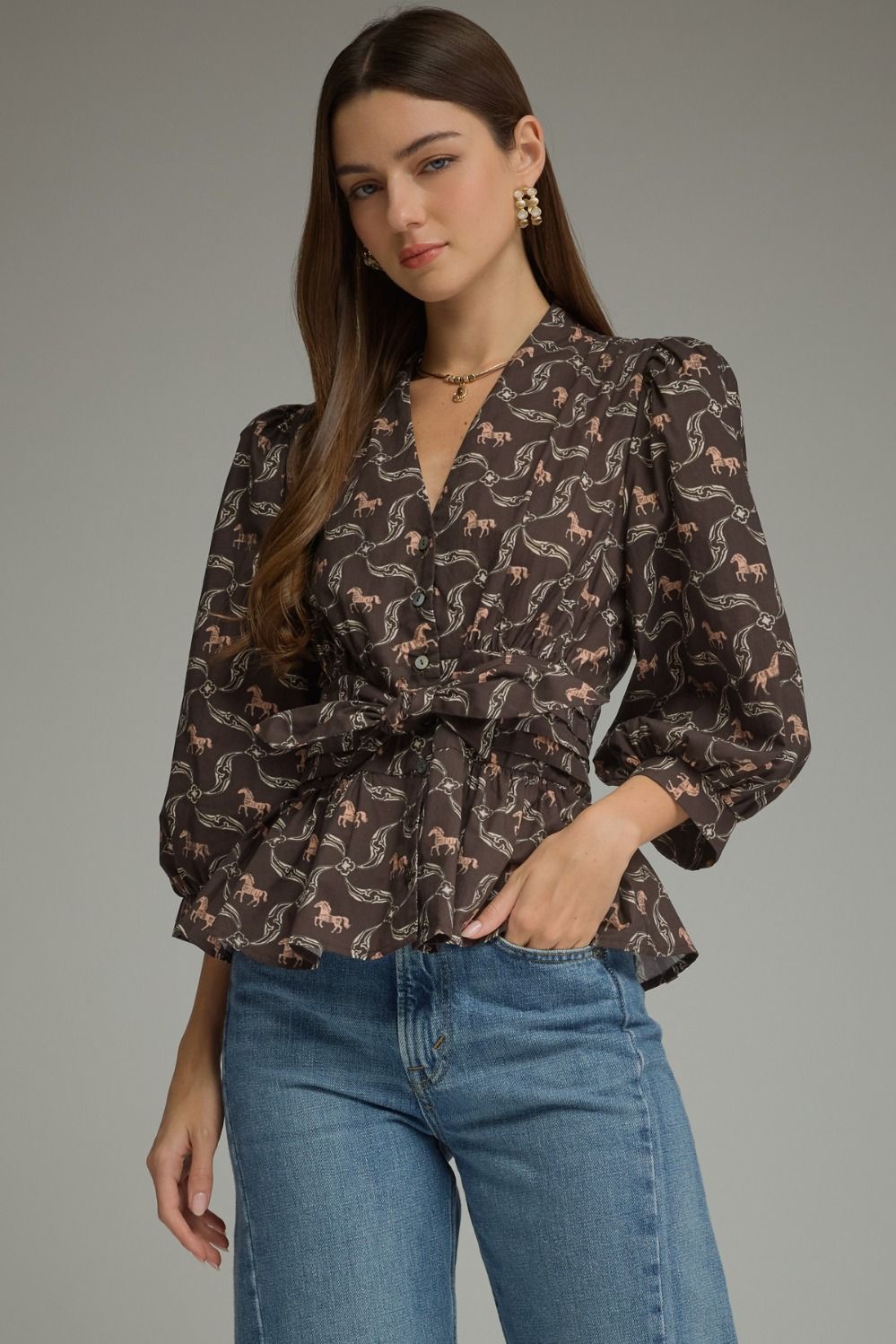 Entro | Heidi Horse Print Top | Sweetest Stitch Boutique Richmond VA