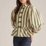 Entro | Trisha Striped Top - Olive/Ecru | Sweetest Stitch Boutique RVA