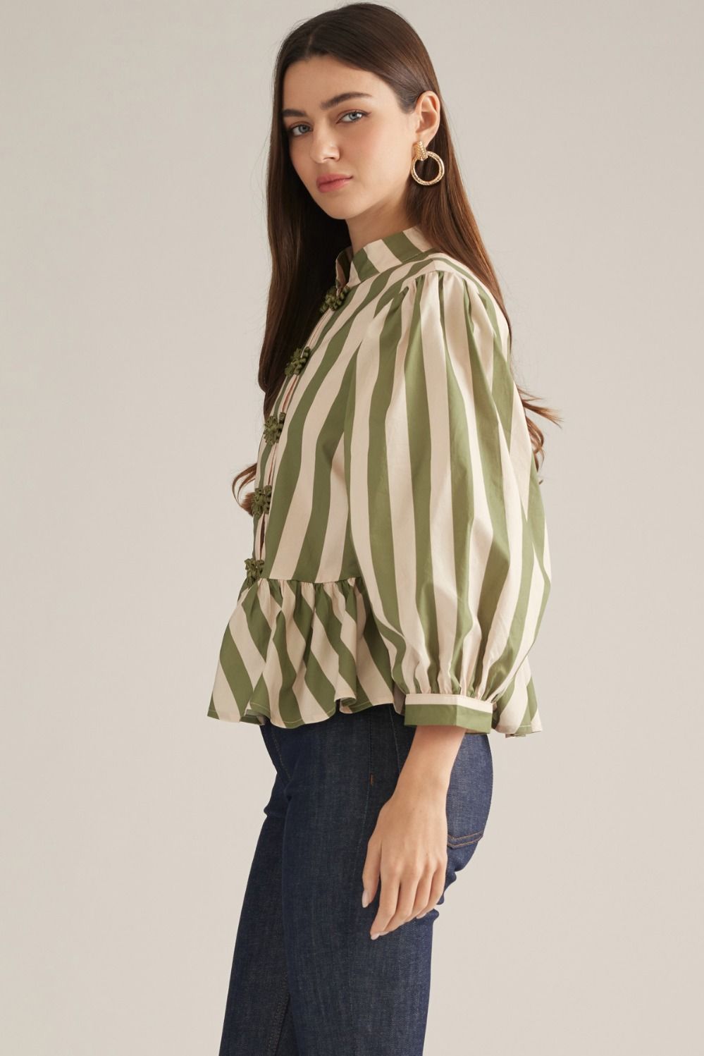 Entro | Trisha Striped Top - Olive/Ecru | Sweetest Stitch Boutique RVA