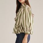 Entro | Trisha Striped Top - Olive/Ecru | Sweetest Stitch Boutique RVA