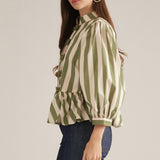 Entro | Trisha Striped Top - Olive/Ecru | Sweetest Stitch Boutique RVA