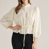 Entro | Pauline Pintuck Top - Cream | Sweetest Stitch Boutique Richmond