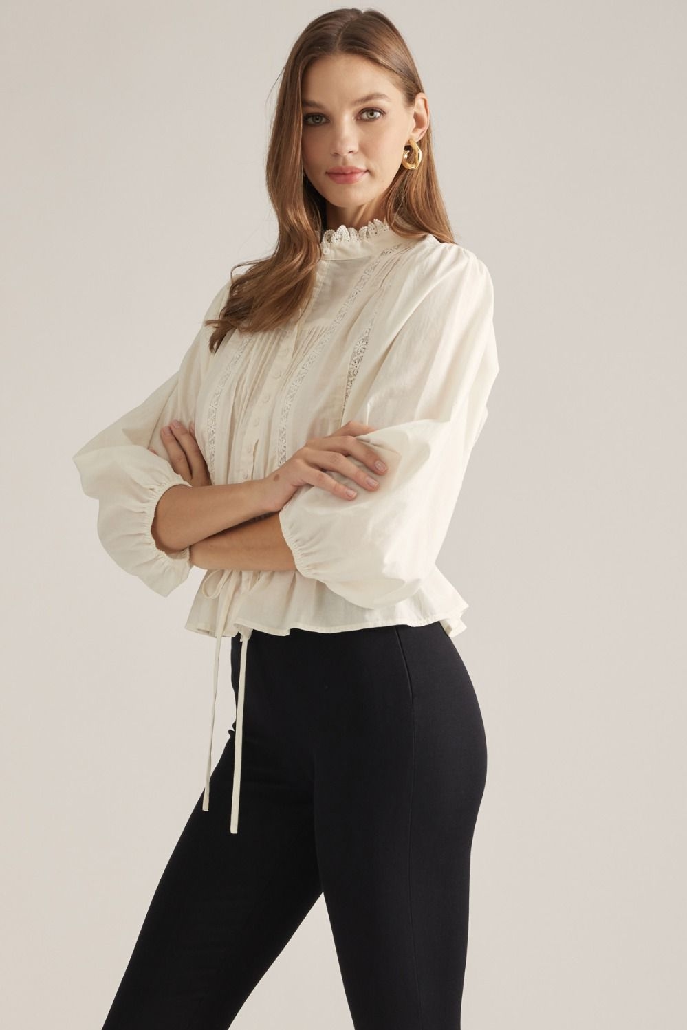 Entro | Pauline Pintuck Top - Cream | Sweetest Stitch Boutique Richmond