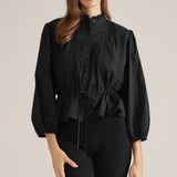 Entro | Pauline Pintuck Top - Black | Sweetest Stitch Boutique Richmond